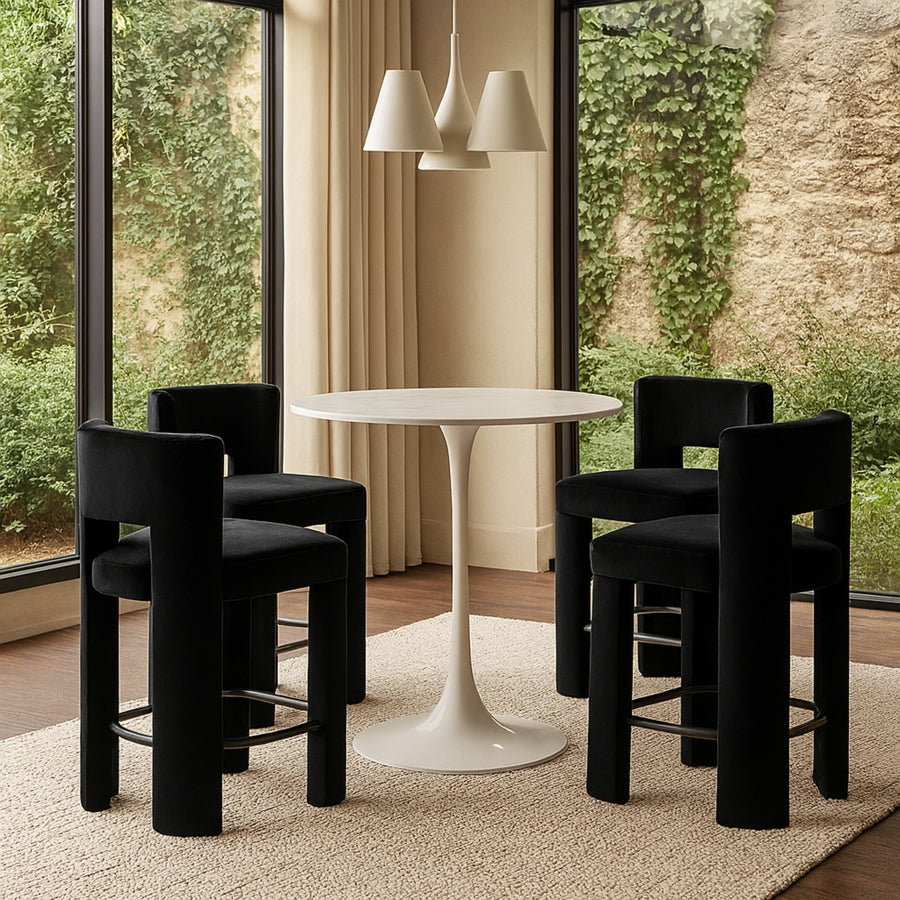 Zuno Velvet Performance Fabric Upholstered Counter Stool — 947 - Black - 947Black-C alternate view 1