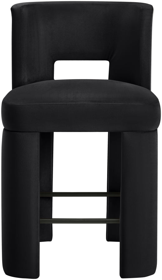 Zuno Velvet Performance Fabric Upholstered Counter Stool — 947 - Black - 947Black-C alternate view 2