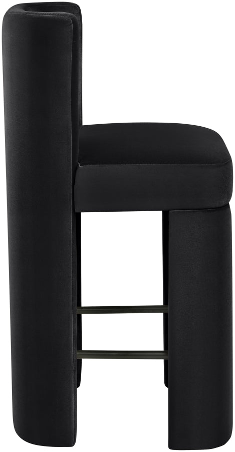 Zuno Velvet Performance Fabric Upholstered Counter Stool — 947 - Black - 947Black-C alternate view 3