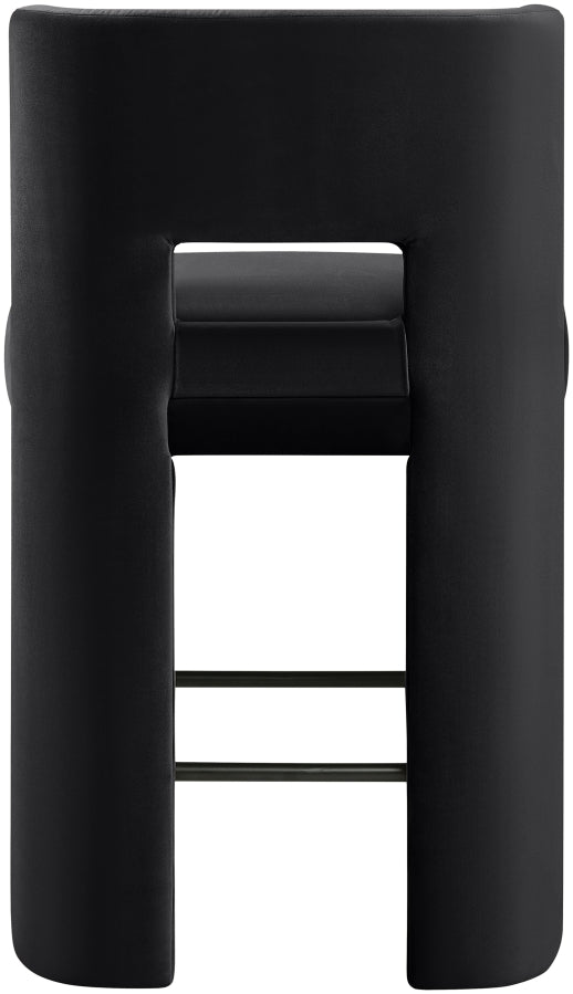 Zuno Velvet Performance Fabric Upholstered Counter Stool — 947 - Black - 947Black-C alternate view 4