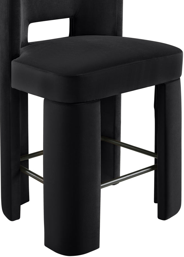 Zuno Velvet Performance Fabric Upholstered Counter Stool — 947 - Black - 947Black-C alternate view 5