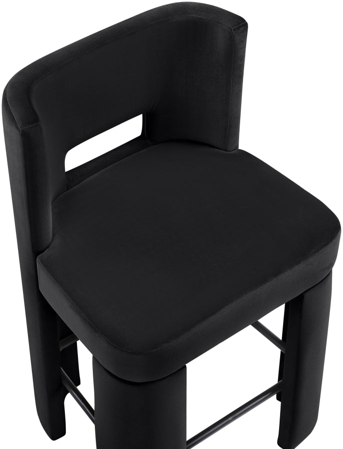 Zuno Velvet Performance Fabric Upholstered Counter Stool — 947 - Black - 947Black-C alternate view 6