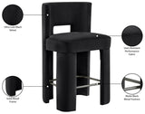 Zuno Velvet Performance Fabric Upholstered Counter Stool — 947 - Black - 947Black-C Infographic