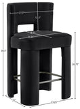 Zuno Velvet Performance Fabric Upholstered Counter Stool — 947 - Black - 947Black-C Dim