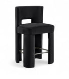 Zuno Velvet Performance Fabric Upholstered Counter Stool — 947 - Black - 947Black-C