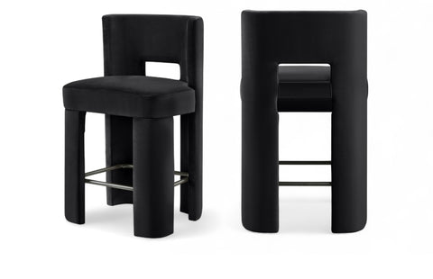 Zuno Velvet Performance Fabric Upholstered Counter Stool — 947 (Set of 2)