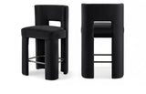 Zuno Velvet Performance Fabric Upholstered Counter Stool — 947 - Black - 947Black-C Double Chair