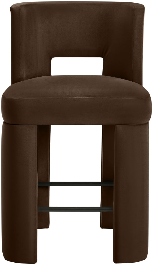 Zuno Velvet Performance Fabric Upholstered Counter Stool — 947 - Brown - 947Brown-C alternate view 2