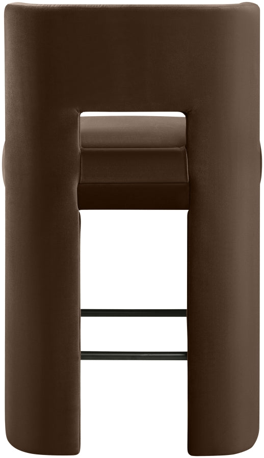 Zuno Velvet Performance Fabric Upholstered Counter Stool — 947 - Brown - 947Brown-C alternate view 4