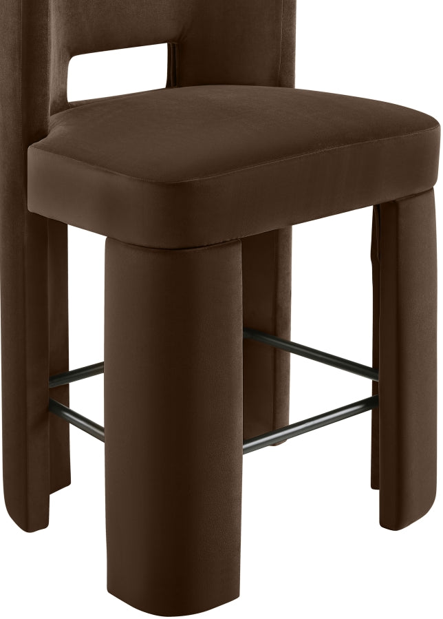 Zuno Velvet Performance Fabric Upholstered Counter Stool — 947 - Brown - 947Brown-C alternate view 5
