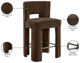Zuno Velvet Performance Fabric Upholstered Counter Stool — 947 - Brown - 947Brown-C Infographic
