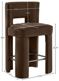 Zuno Velvet Performance Fabric Upholstered Counter Stool — 947 - Brown - 947Brown-C Dim
