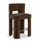 Zuno Velvet Performance Fabric Upholstered Counter Stool — 947 - Brown - 947Brown-C