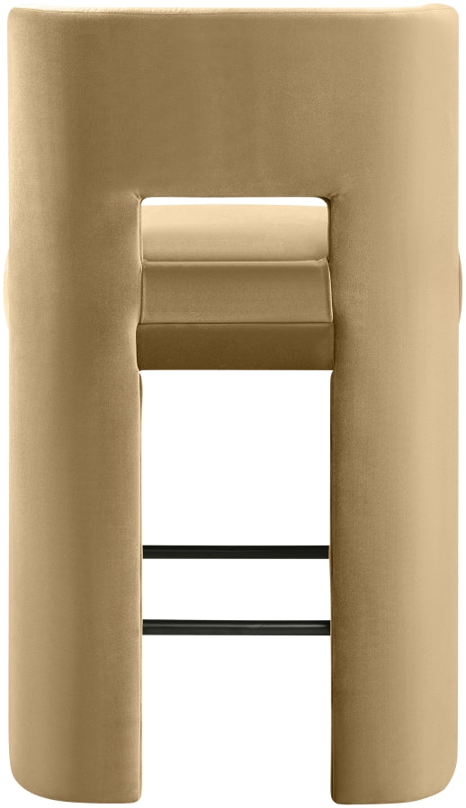 Zuno Velvet Performance Fabric Upholstered Counter Stool — 947 - Camel - 947Camel-C alternate view 4