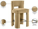 Zuno Velvet Performance Fabric Upholstered Counter Stool — 947 - Camel - 947Camel-C Infographic
