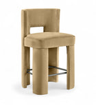 Zuno Velvet Performance Fabric Upholstered Counter Stool — 947 - Camel - 947Camel-C