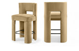 Zuno Velvet Performance Fabric Upholstered Counter Stool — 947 - Camel - 947Camel-C Double Chair