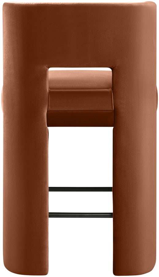 Zuno Velvet Performance Fabric Upholstered Counter Stool — 947 - Cognac - 947Cognac-C alternate view 4
