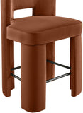 Zuno Velvet Performance Fabric Upholstered Counter Stool — 947 - Cognac - 947Cognac-C alternate view 5
