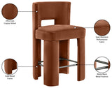 Zuno Velvet Performance Fabric Upholstered Counter Stool — 947 - Cognac - 947Cognac-C Infographic