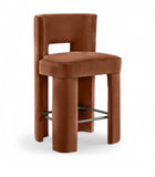 Zuno Velvet Performance Fabric Upholstered Counter Stool — 947 - Cognac - 947Cognac-C
