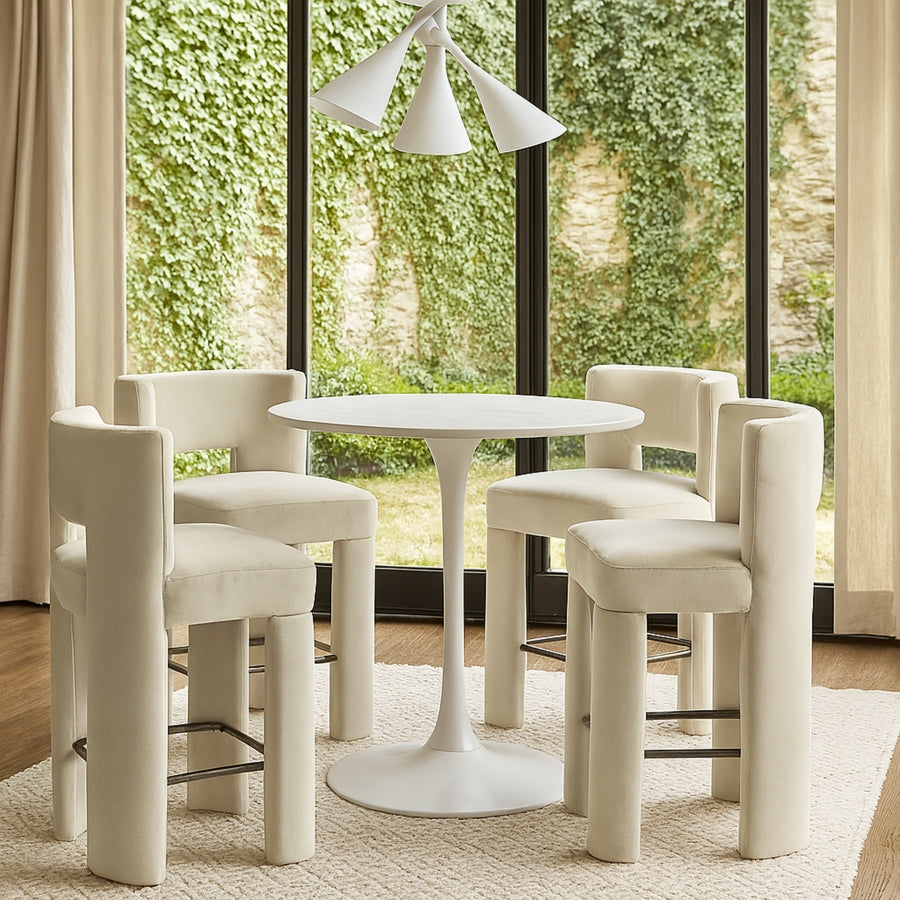 Zuno Velvet Performance Fabric Upholstered Counter Stool — 947 - Cream - 947Cream-C alternate view 1