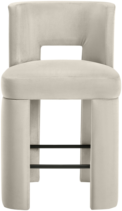 Zuno Velvet Performance Fabric Upholstered Counter Stool — 947 - Cream - 947Cream-C alternate view 2