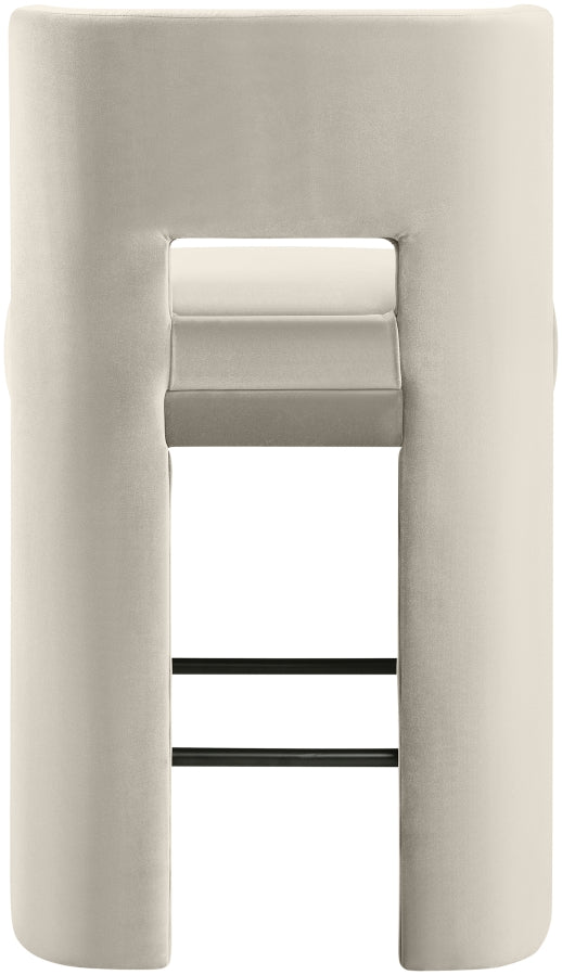 Zuno Velvet Performance Fabric Upholstered Counter Stool — 947 - Cream - 947Cream-C alternate view 4