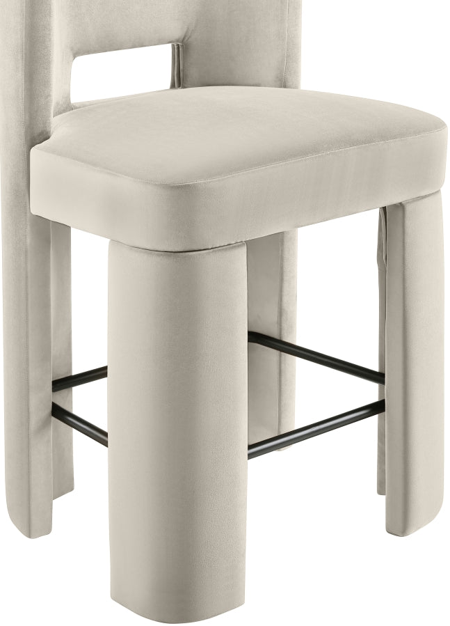 Zuno Velvet Performance Fabric Upholstered Counter Stool — 947 - Cream - 947Cream-C alternate view 5