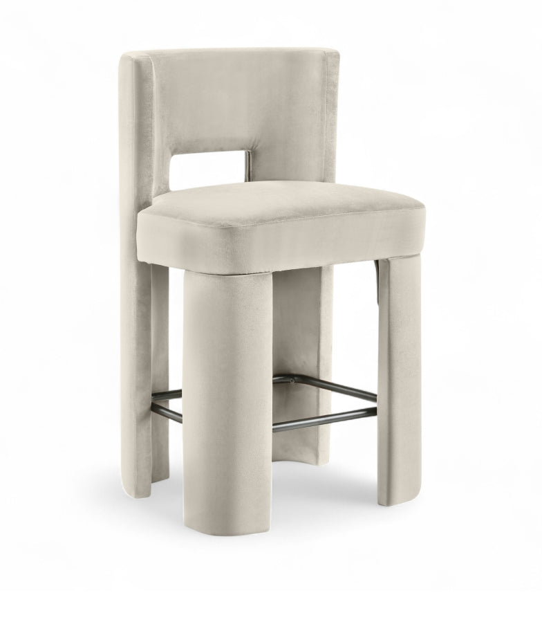 Zuno Velvet Performance Fabric Upholstered Counter Stool — 947 - Cream - 947Cream-C