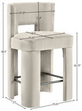 Zuno Velvet Performance Fabric Upholstered Counter Stool — 947 - Cream - 947Cream-C Dim