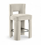 Zuno Velvet Performance Fabric Upholstered Counter Stool — 947 - Cream - 947Cream-C