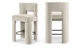 Zuno Velvet Performance Fabric Upholstered Counter Stool — 947 - Cream - 947Cream-C Double Chair