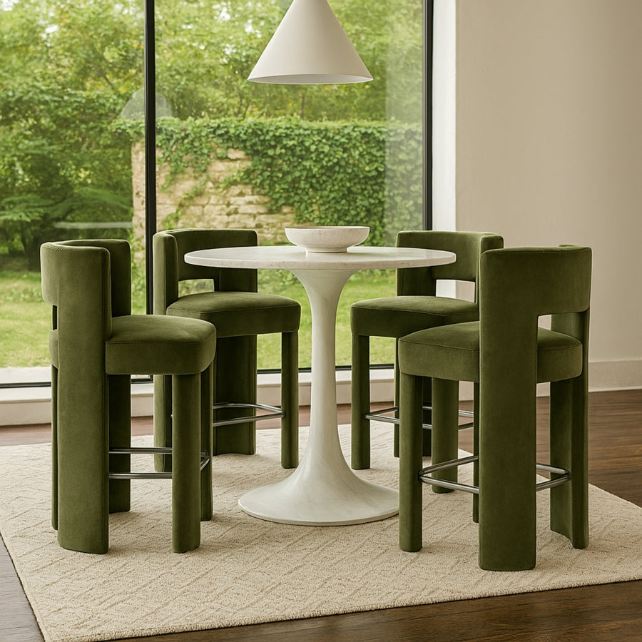 Zuno Velvet Performance Fabric Upholstered Counter Stool — 947 - Green - 947Green-C alternate view 1