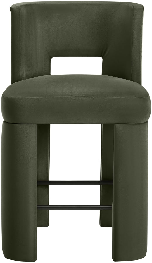 Zuno Velvet Performance Fabric Upholstered Counter Stool — 947 - Green - 947Green-C alternate view 2