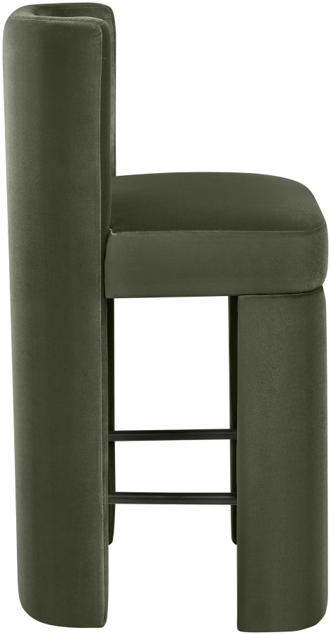 Zuno Velvet Performance Fabric Upholstered Counter Stool — 947 - Green - 947Green-C alternate view 3