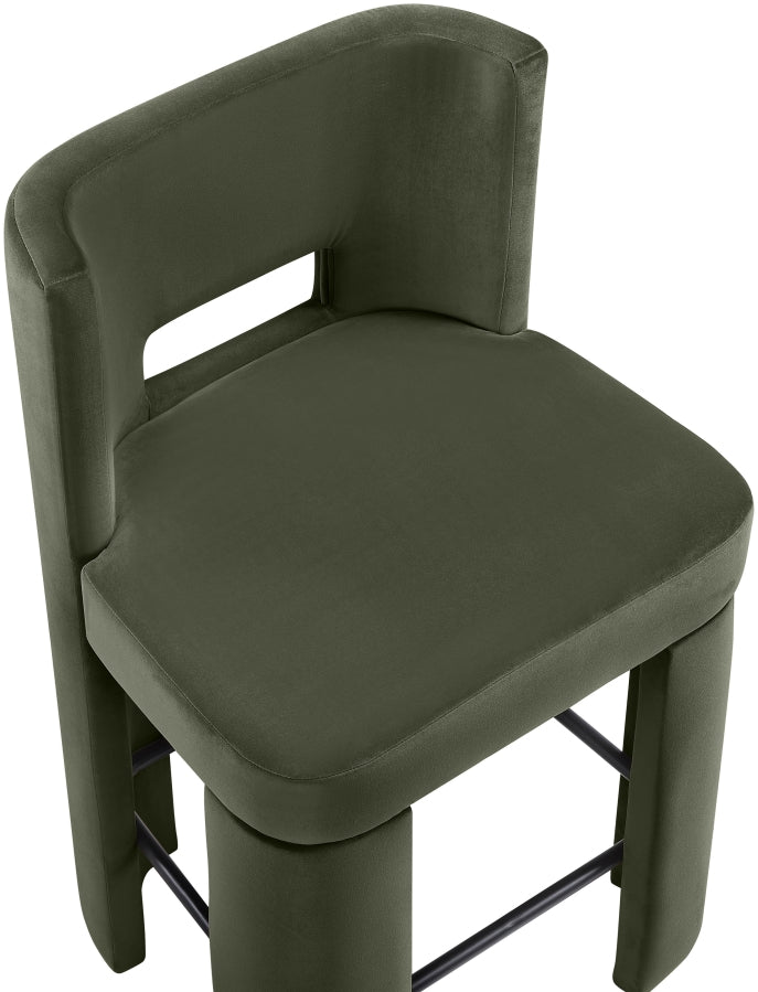 Zuno Velvet Performance Fabric Upholstered Counter Stool — 947 - Green - 947Green-C alternate view 6