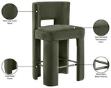 Zuno Velvet Performance Fabric Upholstered Counter Stool — 947 - Green - 947Green-C Infographic
