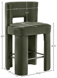 Zuno Velvet Performance Fabric Upholstered Counter Stool — 947 - Green - 947Green-C Dim