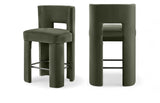 Zuno Velvet Performance Fabric Upholstered Counter Stool — 947 - Green - 947Green-C Double Chair
