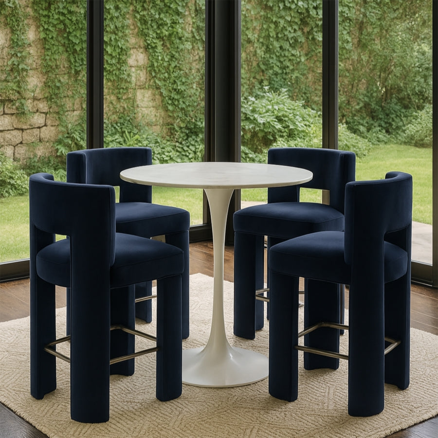Zuno Velvet Performance Fabric Upholstered Counter Stool — 947 - Blue - 947Navy-C alternate view 1