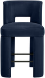 Zuno Velvet Performance Fabric Upholstered Counter Stool — 947 - Blue - 947Navy-C alternate view 2