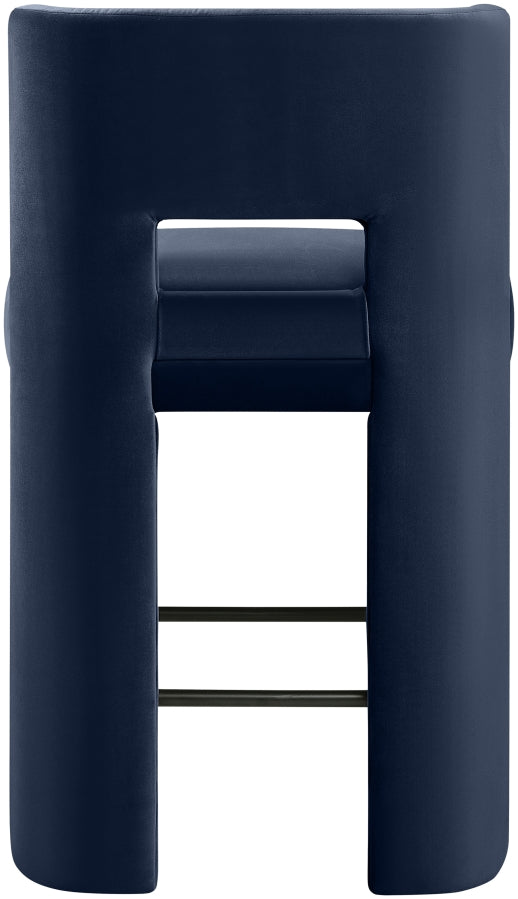 Zuno Velvet Performance Fabric Upholstered Counter Stool — 947 - Blue - 947Navy-C alternate view 4