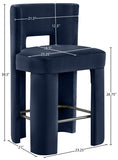 Zuno Velvet Performance Fabric Upholstered Counter Stool — 947 - Blue - 947Navy-C Dim