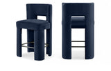 Zuno Velvet Performance Fabric Upholstered Counter Stool — 947 - Blue - 947Navy-C Double Chair