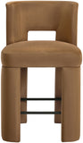 Zuno Velvet Performance Fabric Upholstered Counter Stool — 947 - Saddle - 947Saddle-C alternate view 2