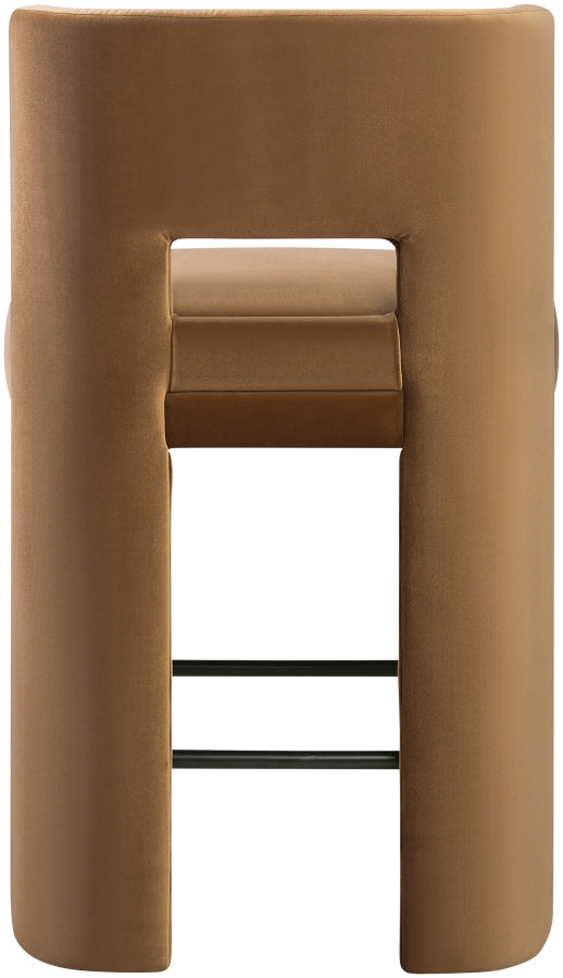 Zuno Velvet Performance Fabric Upholstered Counter Stool — 947 - Saddle - 947Saddle-C alternate view 4