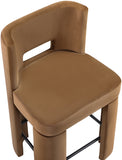 Zuno Velvet Performance Fabric Upholstered Counter Stool — 947 - Saddle - 947Saddle-C alternate view 6