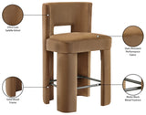 Zuno Velvet Performance Fabric Upholstered Counter Stool — 947 - Saddle - 947Saddle-C Infographic