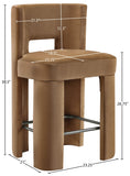 Zuno Velvet Performance Fabric Upholstered Counter Stool — 947 - Saddle - 947Saddle-C Dim